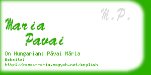 maria pavai business card