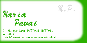 maria pavai business card